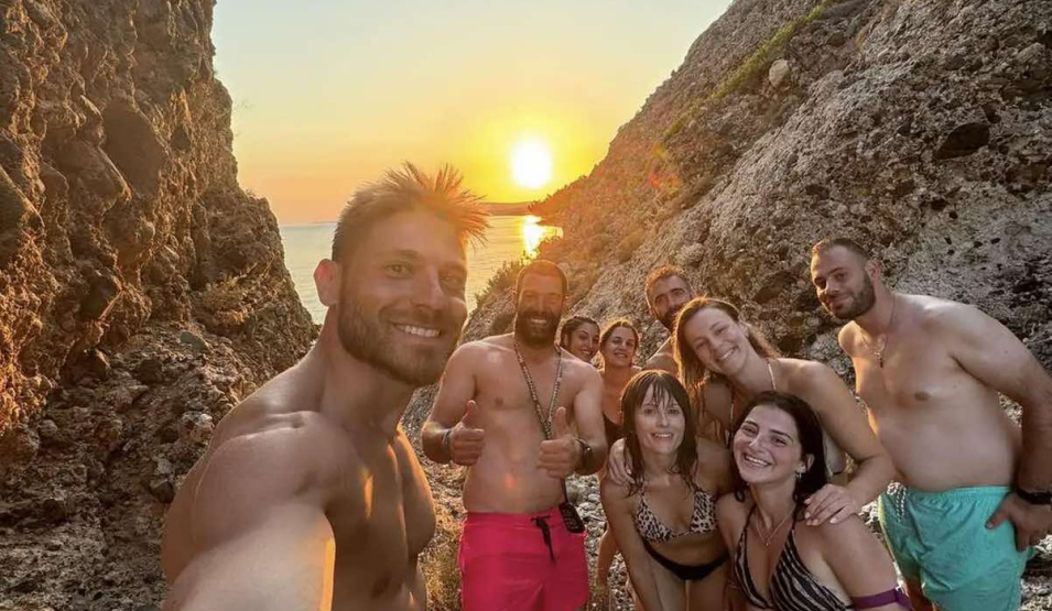 sunset in the aegean sea of lesvos